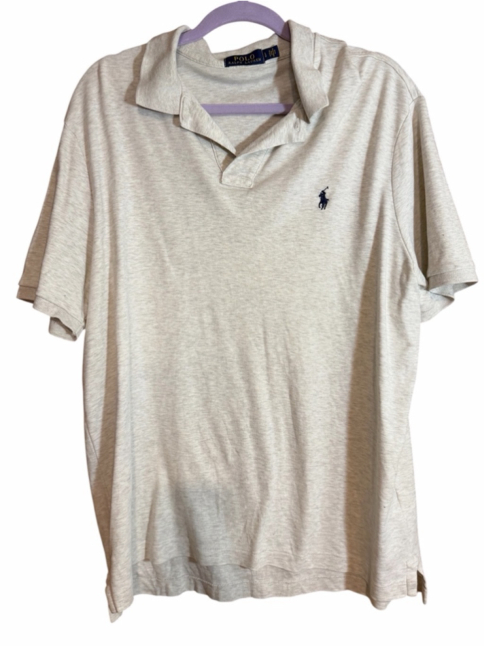 Polo Ralph Lauren mens heather oatmeal short sleeve polo shirt cotton size large